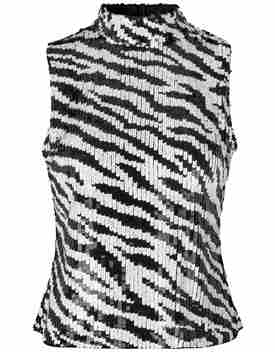 Glow sequins top zebra