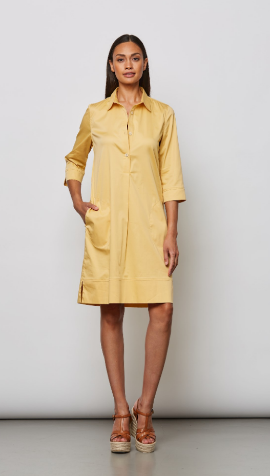 Shirtdress cotton blend canary