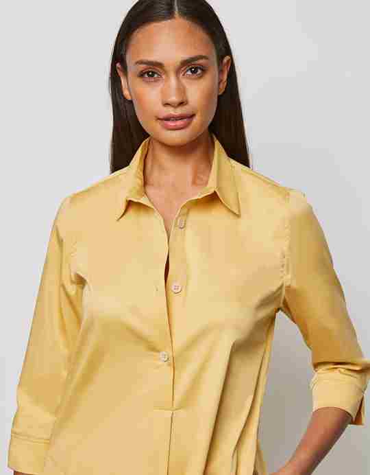 Shirtdress cotton blend canary