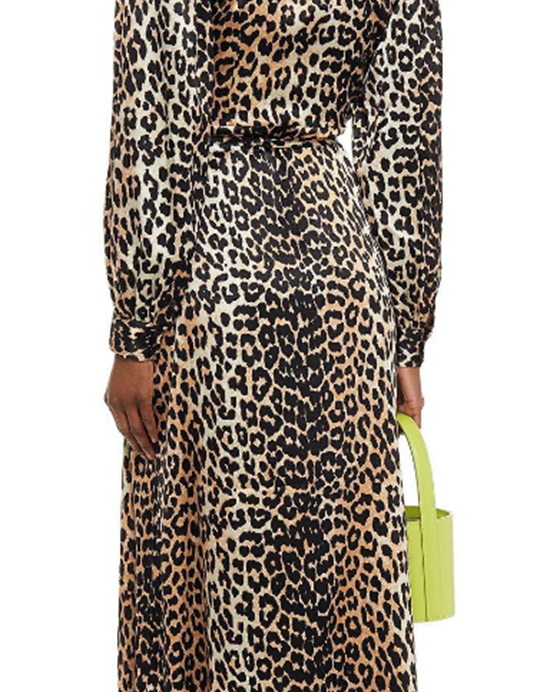 Leopard-print silk-blend satin midi wrap dress