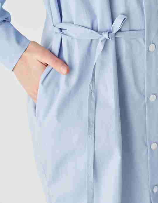 Shirt dress blue cotton