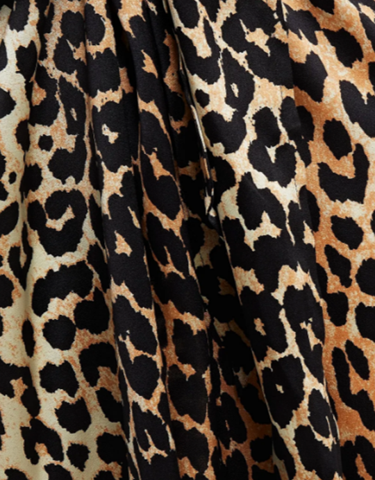 Bow-detailed leopard-print silk-blend satin midi skirt
