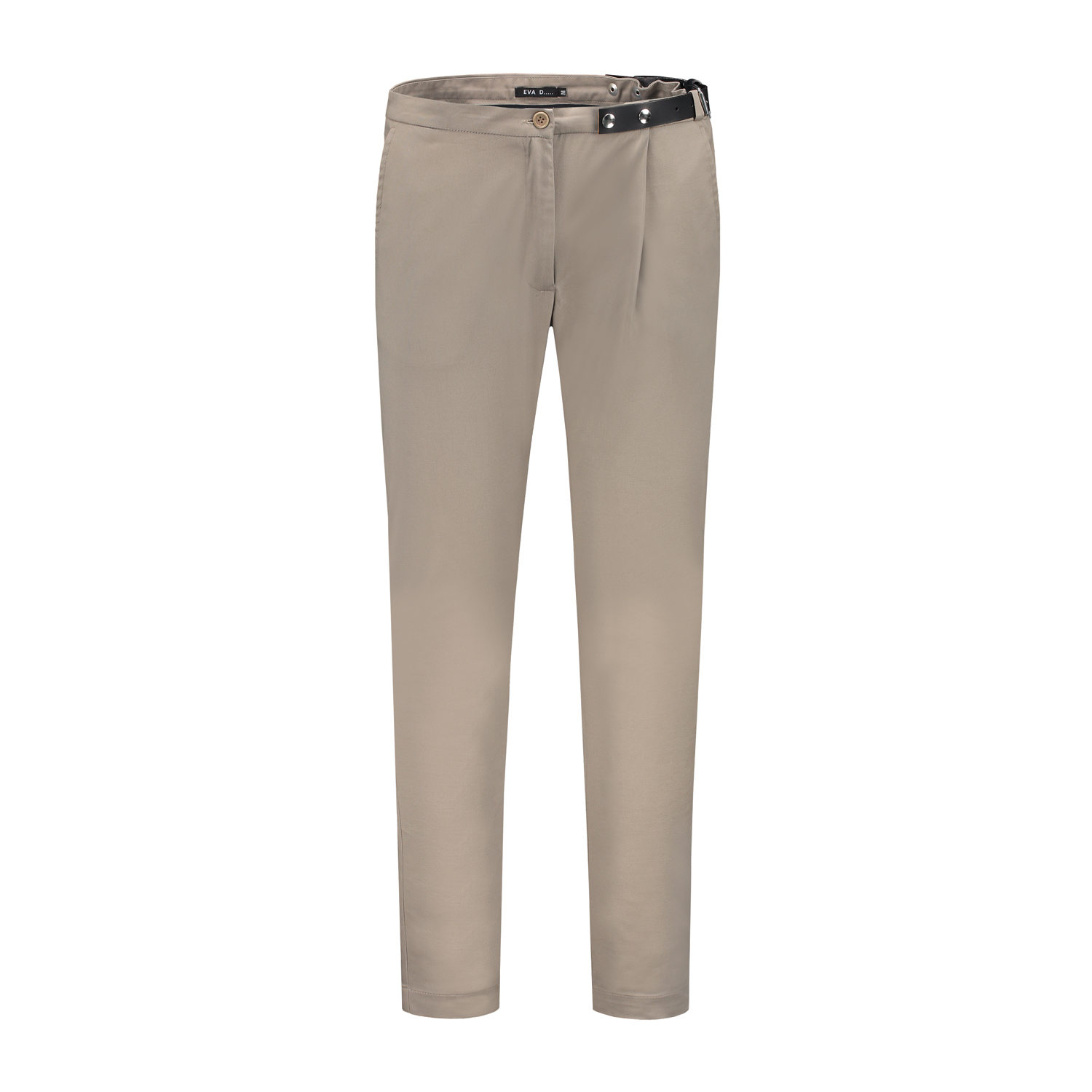 Side-belt trouser cotton beige