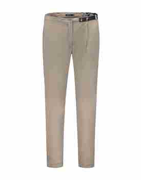 Side-belt trouser cotton beige