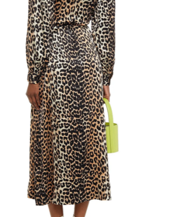 Leopard-print silk-blend satin midi wrap dress