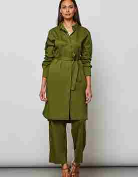 Belted dress tunic army green